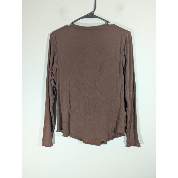 SHEBIRD Womens Brown Long Sleeve Crewneck Bra Top Sz M/L Fitted Casual Comfort - Picture 2 of 8